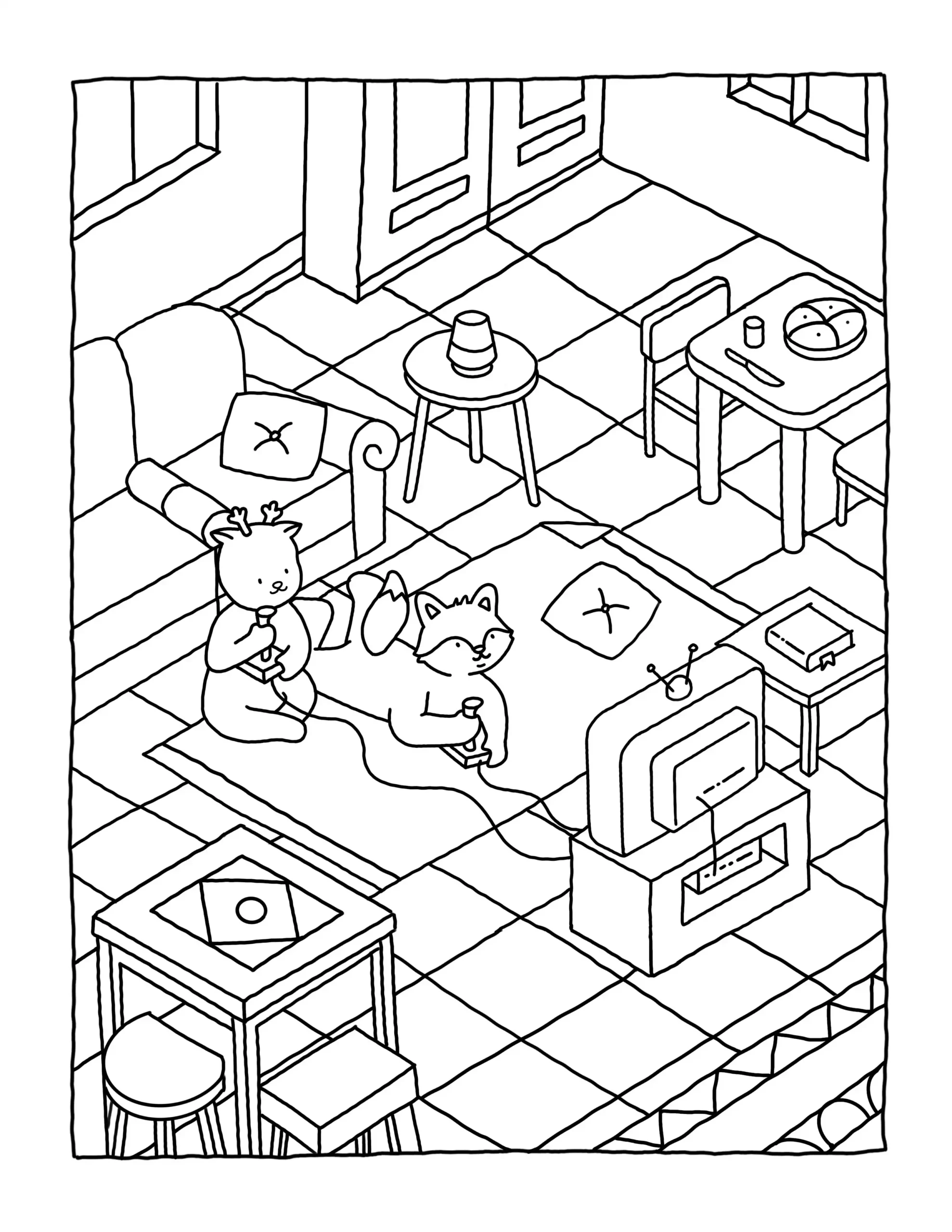 Browmies Interior para colorear para imprimir gratis pdf