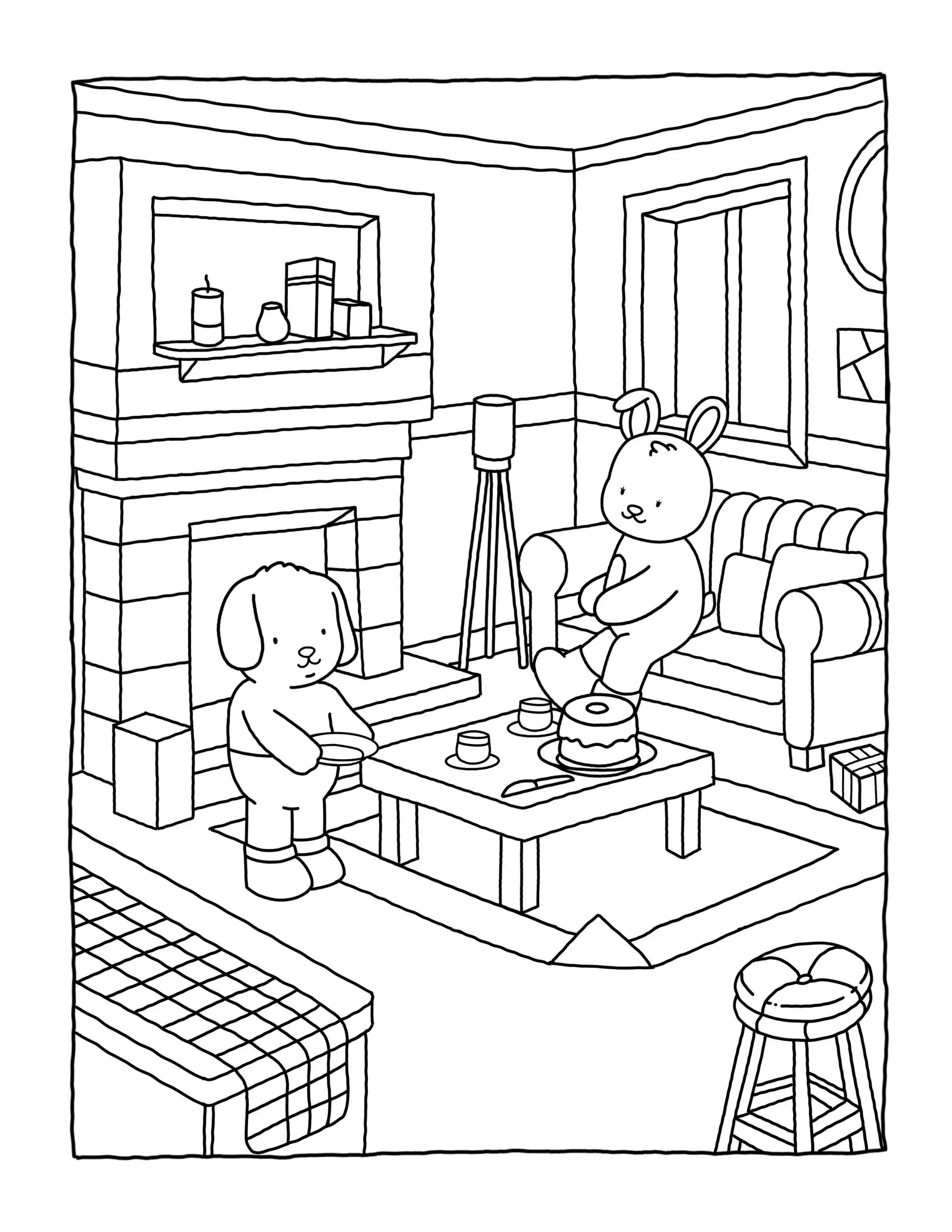 Browmies Interior para colorear educativo para niño