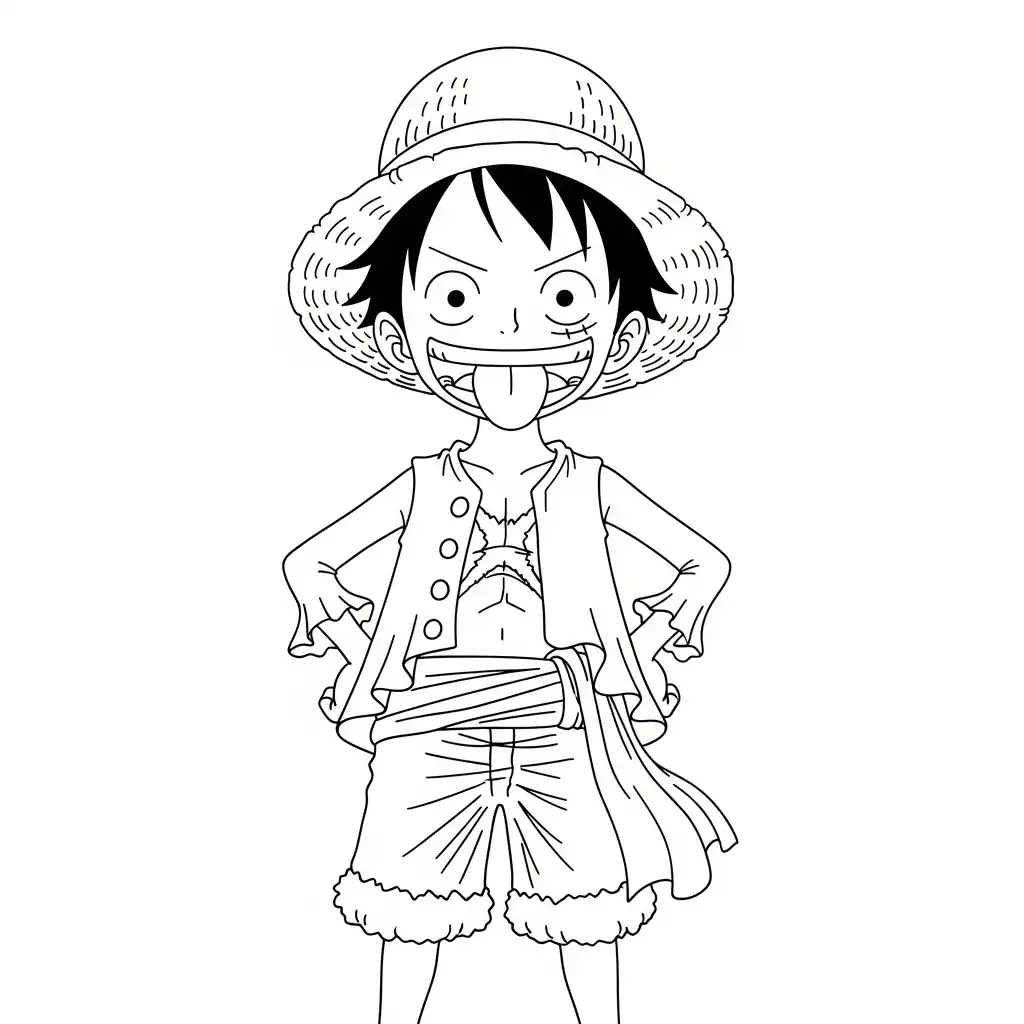 Luffy para colorear para niño para imprimir gratis 1