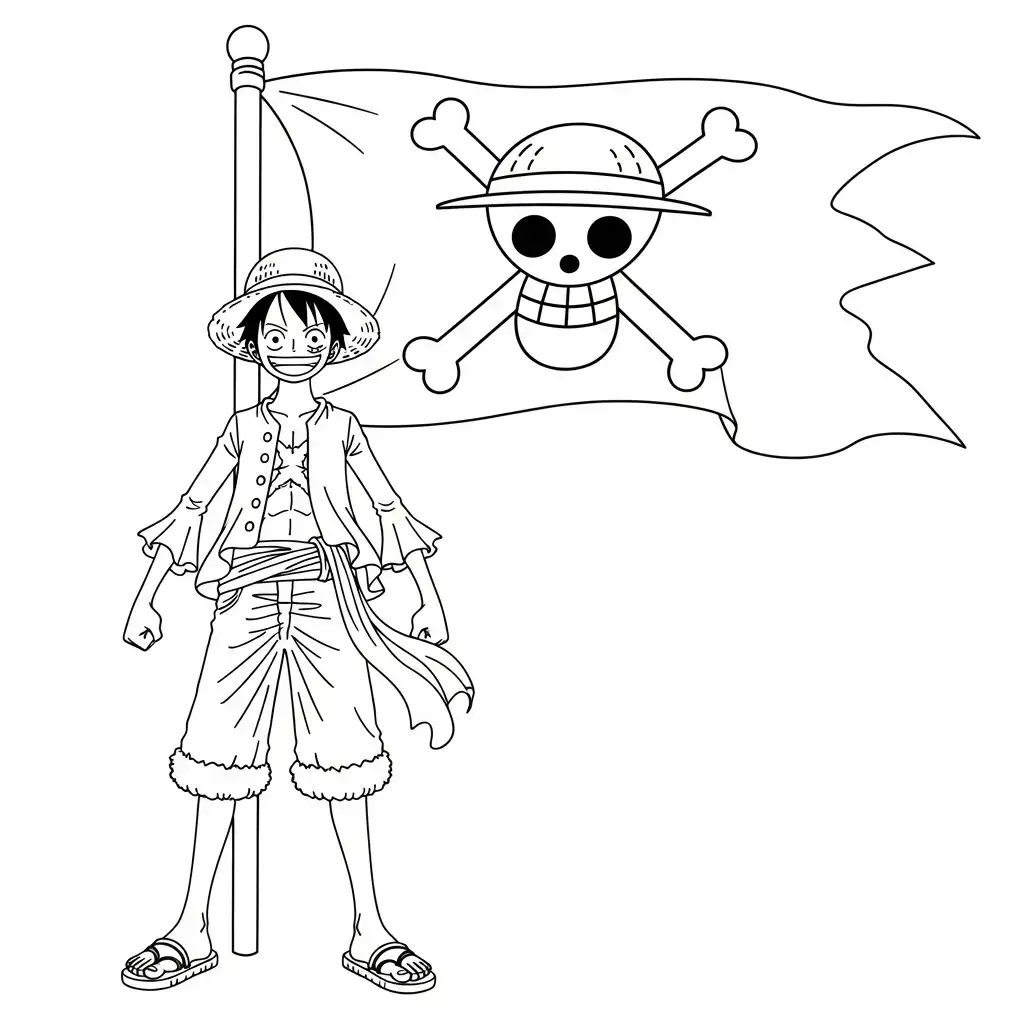 Luffy para colorear para niños para imprimir gratis