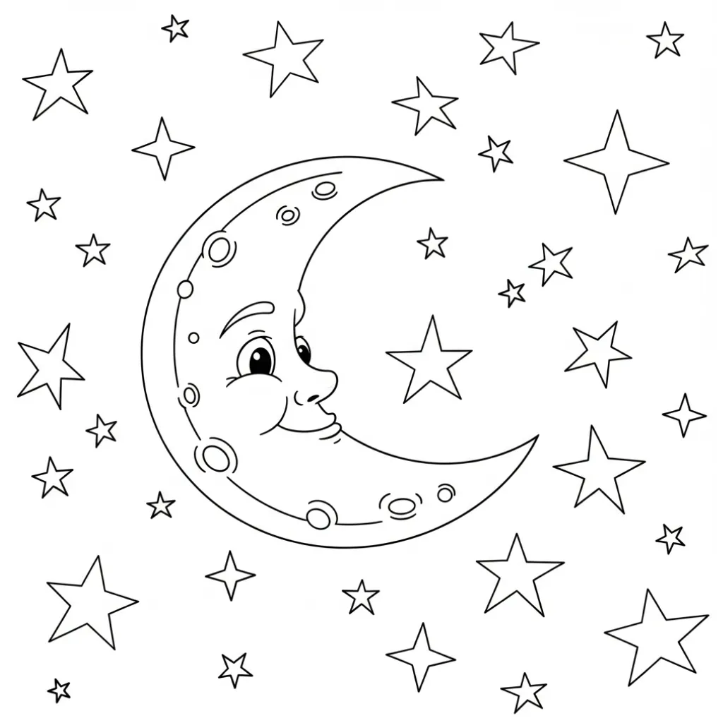 Luna 1 para colorear para bebé para imprimir