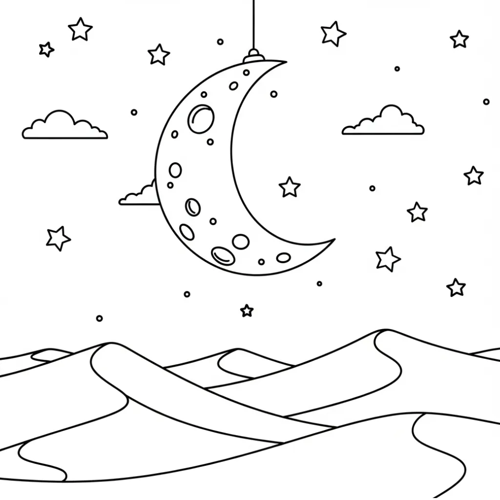 Luna 4 para colorear y recortar para imprimir