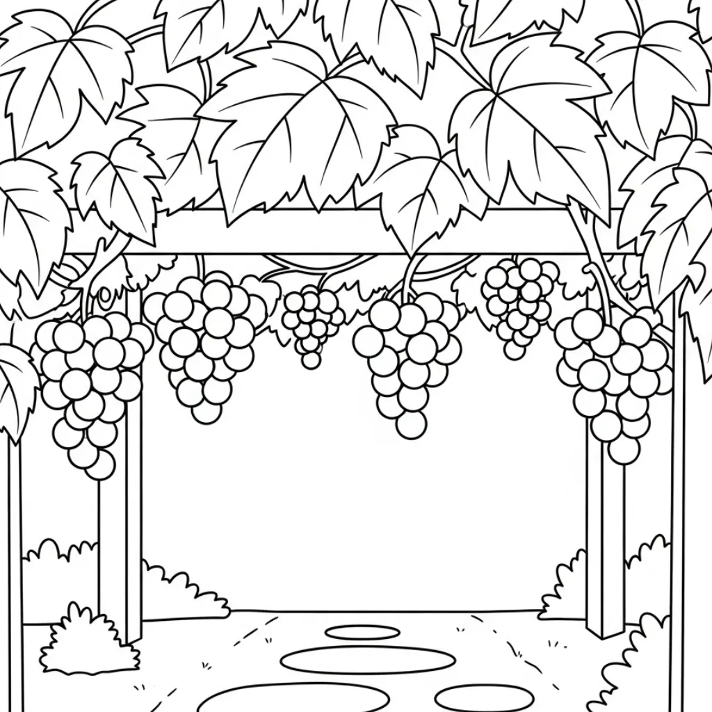 Uvas 2 para colorear para niño para imprimir gratis