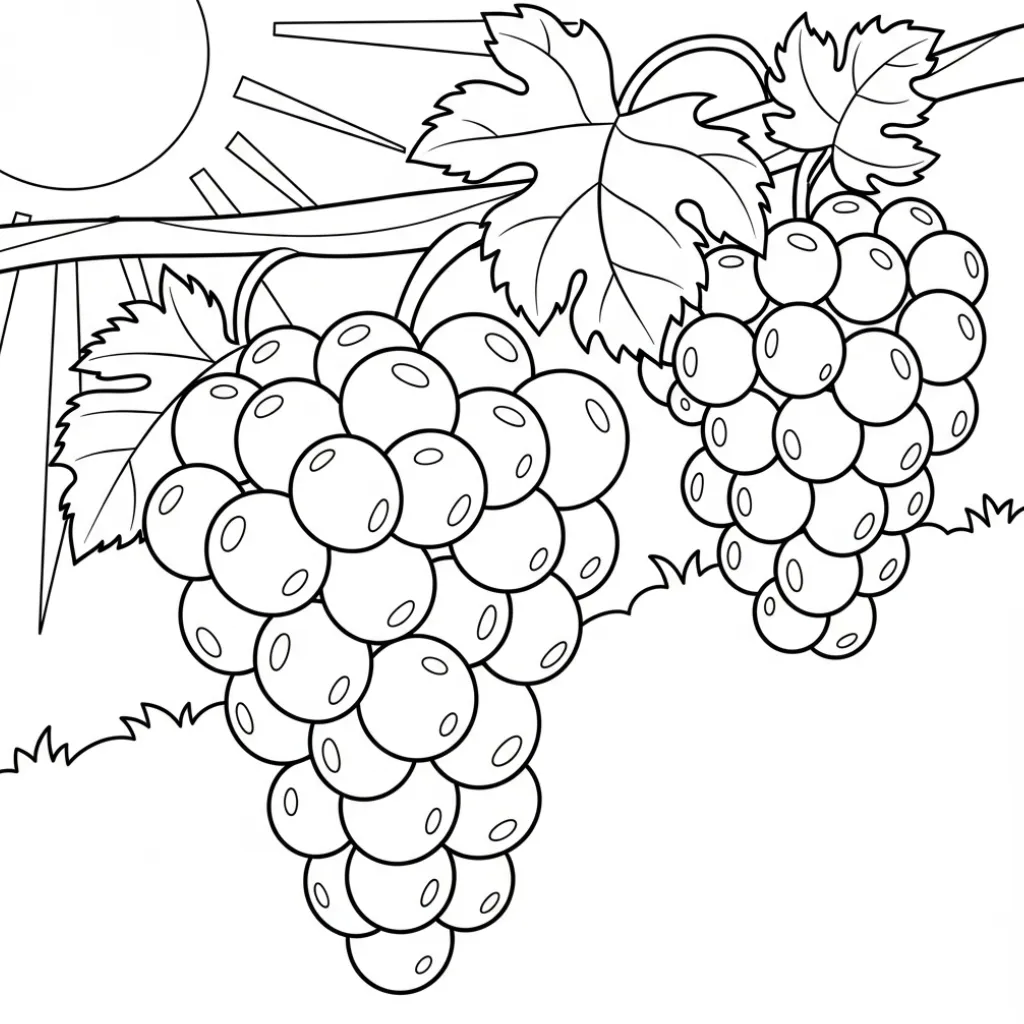 Uvas 5 para dibujar e imprimir